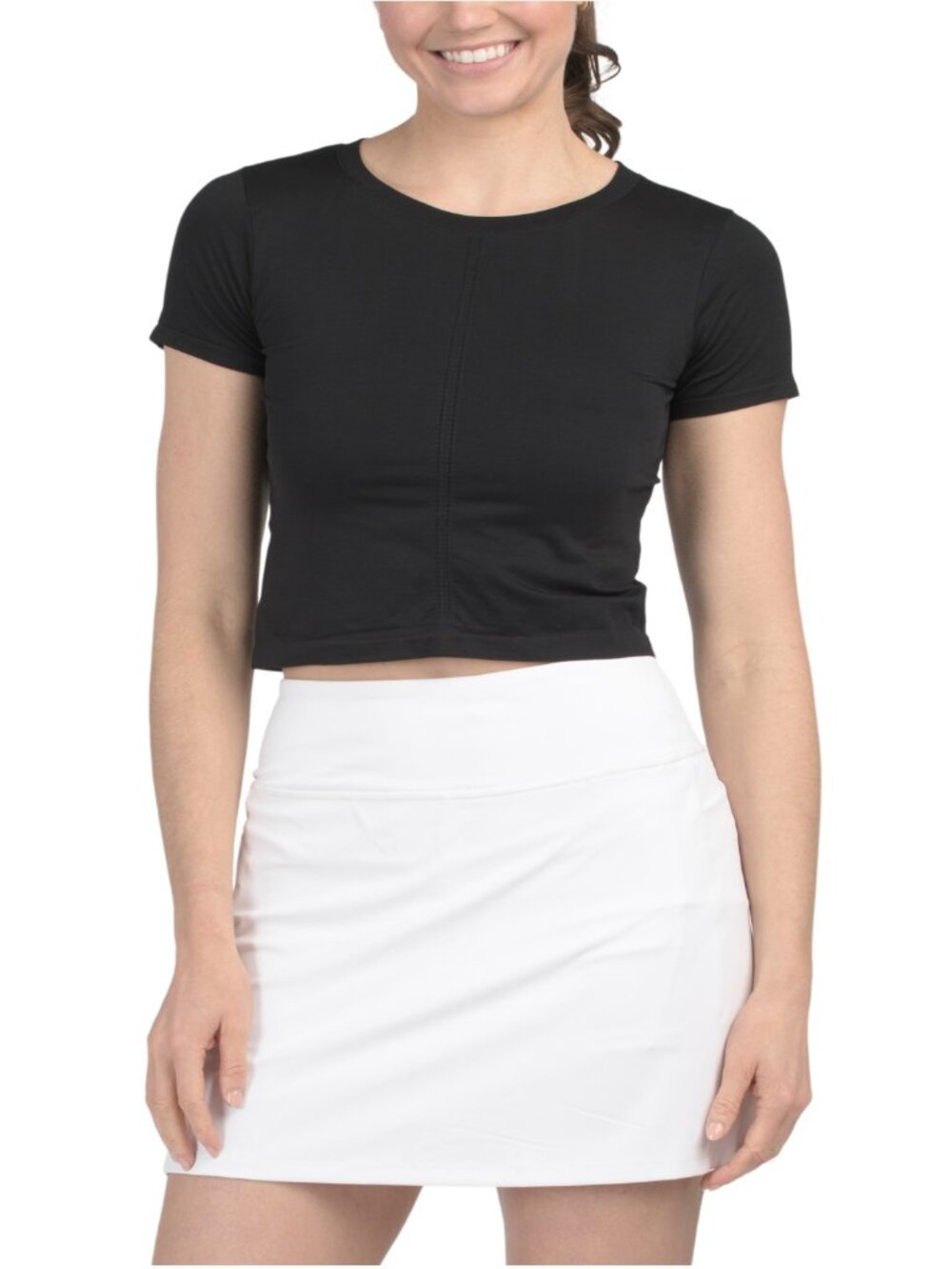 NWT - Yogalicious Seamless Bridgett Short Sleeve Top - Black - Size Large